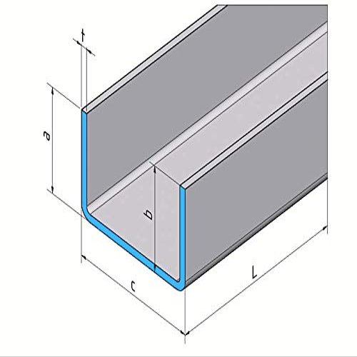 1000 mm U-Profile, 1.0 mm Stainless Steel, 30 x 60 x 30 mm