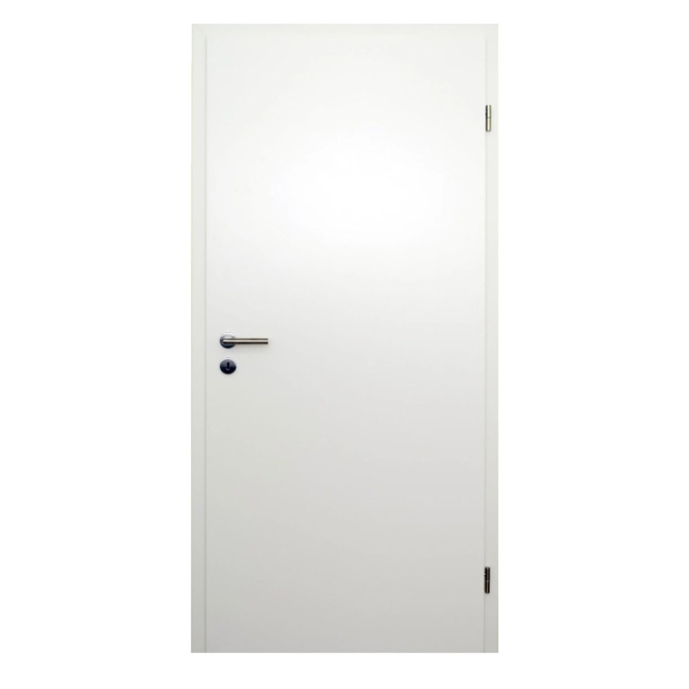 HORI Interior Door Complete Set with Frame and Stainless Steel Lever Handle, CPL White RAL 9010, Size and Lock Selectable, 1985 x 985 x 180 mm, DIN Right-Handed