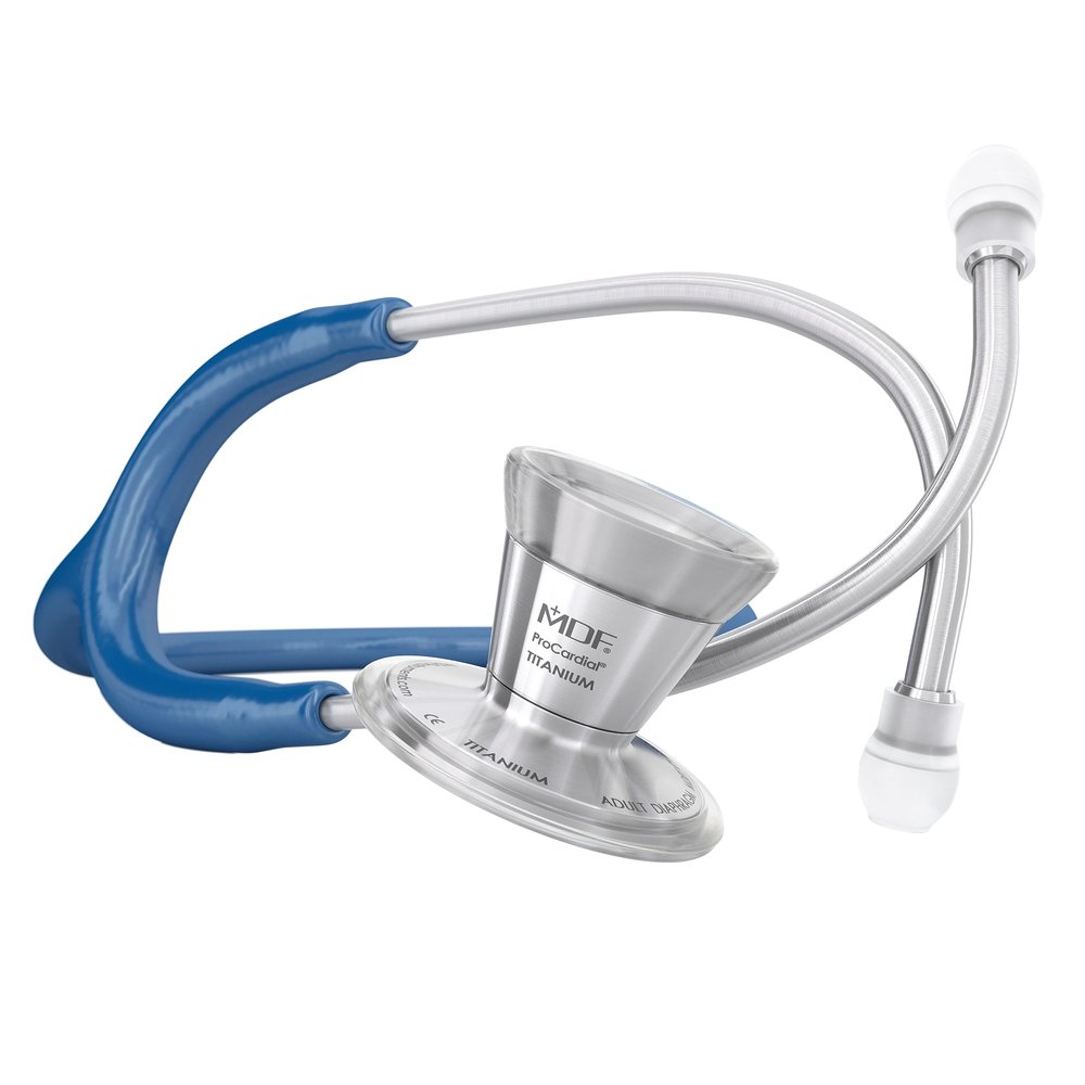 MDF ProCardial Core Lightweight Titanium Cardiology Dual-Head Stethoscope, Royal Blue (MDF797T-10)