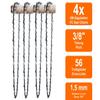 SECURA 4 Full-Chisel Chains + Guide Bar for Dolmar PS7310, 38 cm, 3/8 in, 56 Drive Links, 1.5 mm view 2