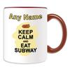 UniGift Mug “Keep Calm Eat Subway” with Colored Handle, Personalized view 1