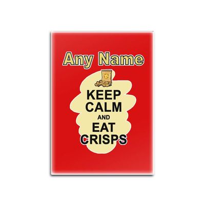 UNIGIFT Keep Calm Eat Crisps Personalized Red Glass Refrigerator Magnet