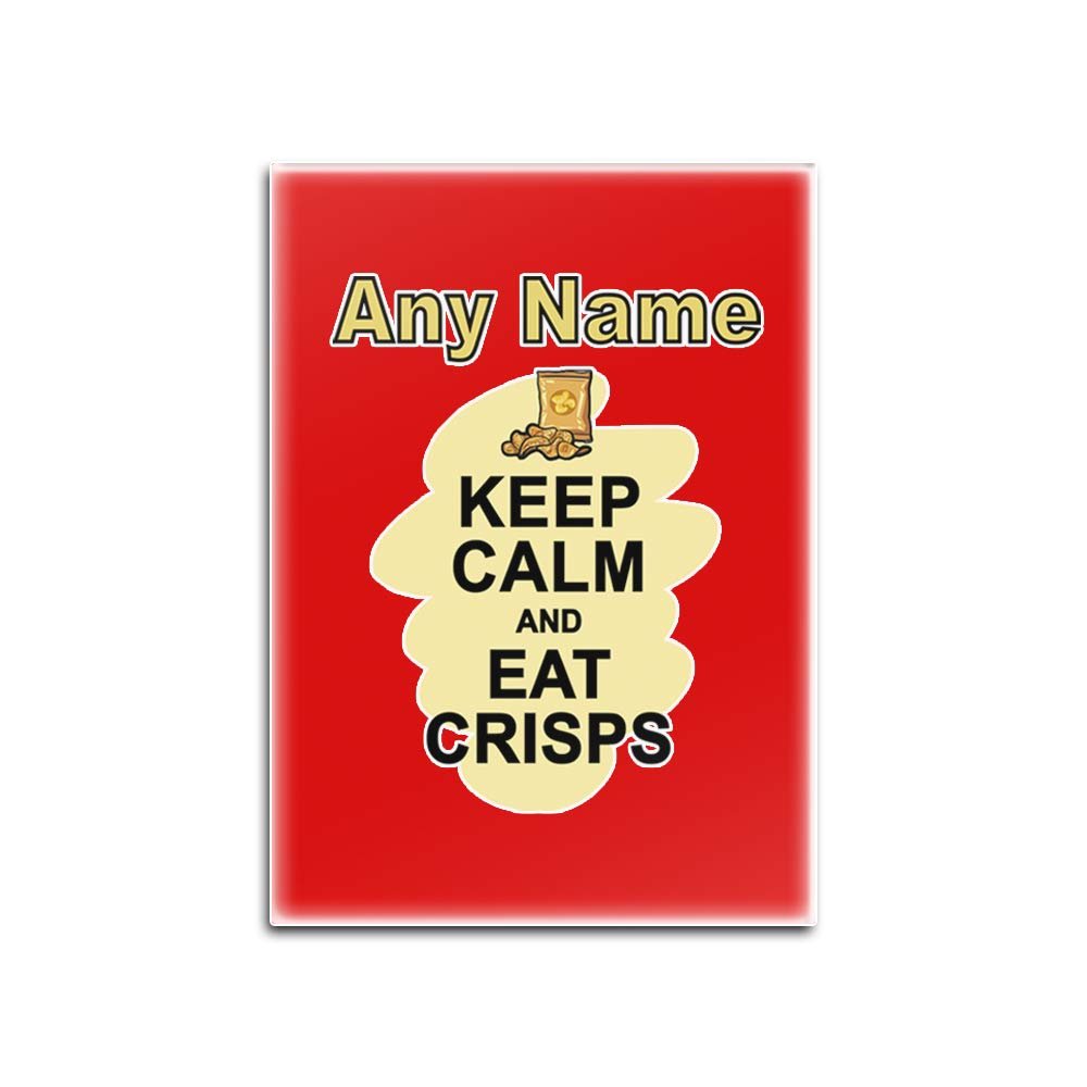 UNIGIFT Keep Calm Eat Crisps Personalized Red Glass Refrigerator Magnet