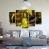 Feeby Buddha Canvas Wall Art 150 x 100 cm, 5-Piece, XXL, Modern Abstract Yellow view 3