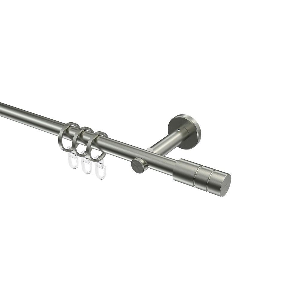 INTERDECO 16 mm Curtain Rod, Metal, Stainless Steel Look, Wall-Mounted, Type 10163001, 100 cm
