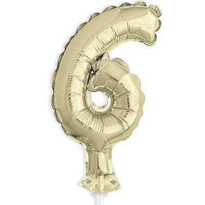 Balloon Cake Topper Decoration – 12 cm – Number 6 – Gold Foil