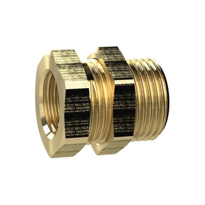 RIEGLER 136289-MS232134 Bulkhead Fitting, G 1 External, G 3/4 Internal, Brass, 1 Piece