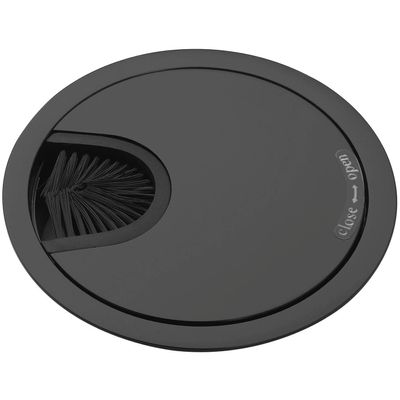 Round Cable Grommet with Dust Brush, Matte Black
