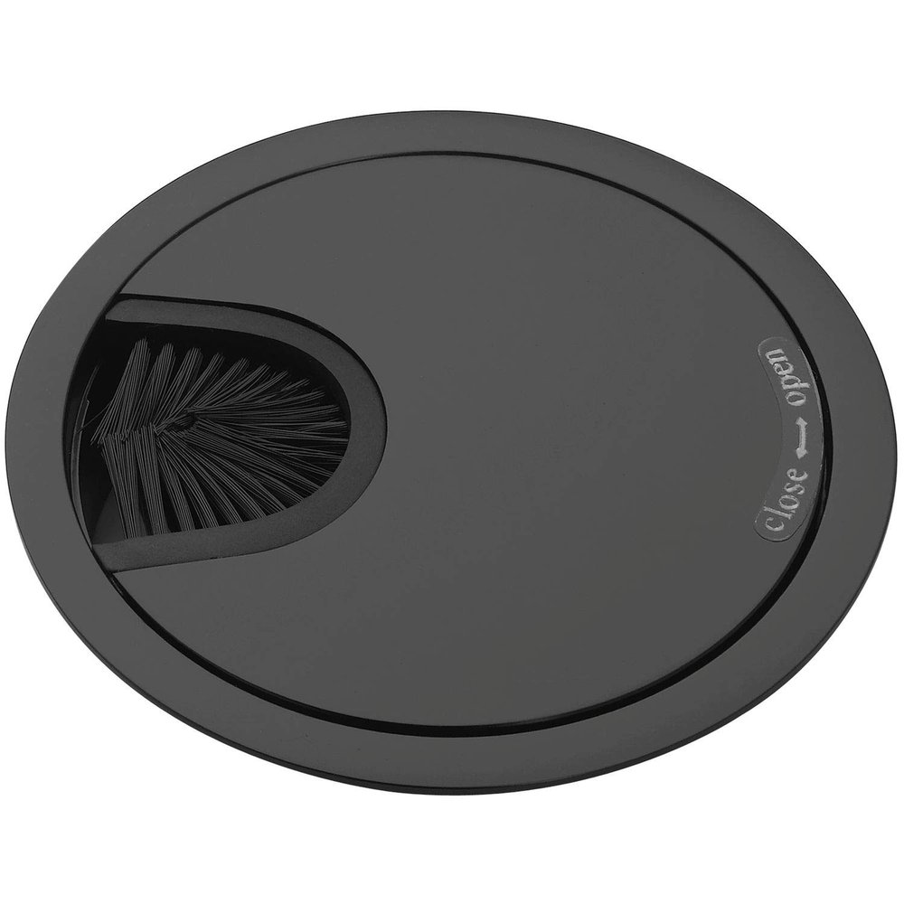 Round Cable Grommet with Dust Brush, Matte Black