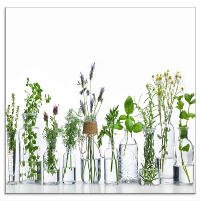 ARTland Aluminum Kitchen Backsplash, 90 x 65 cm (W x H), Herb and Flower Motif H9KE
