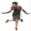 Charleston Flapper Women's Black Fringe Dress with Headband, 1920s Gatsby Girl Costume, Size 52 view 1