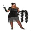 Charleston Flapper Women's Black Fringe Dress with Headband, 1920s Gatsby Girl Costume, Size 52 view 2