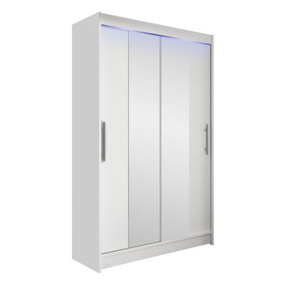 Mirjan24 Westa II Sliding-Door Wardrobe, White, with RGB LED Lighting