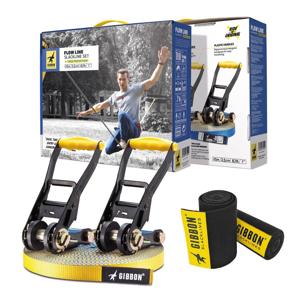 Gibbon FlowLine Slackline, 1 in / 2.5 cm, for Beginners and Advanced Users