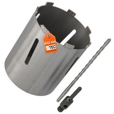 Diamond Core Drill Bit, SDS-plus Shank with Centering Drill, 180 mm Usable Length, 162 mm Diameter