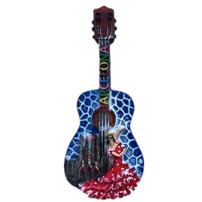 Refrigerator Magnet Guitar Flamengo Barcelona Spain 3D Resin Handmade Tourist Souvenir