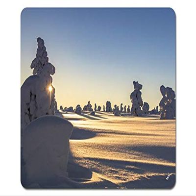 1art1 Winter Snow-Covered Trees on a Beautiful Winter Morning in Lapland Mouse Pad, 23 x 19 cm