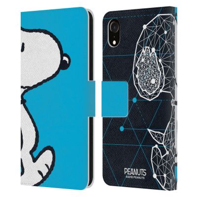 Head Case Designs Official Peanuts Snoopy Geometric "Half Times and Laughter" Leather Wallet Case for Apple iPhone XR
