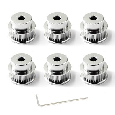 36-Tooth Timing Belt Pulleys, 6.35 mm Bore, for 6 mm Belts, 6-Pack