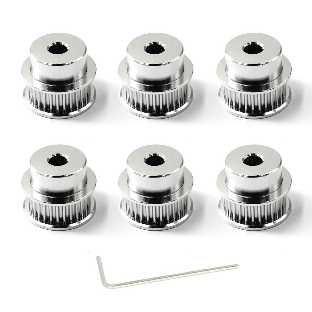 36-Tooth Timing Belt Pulleys, 6.35 mm Bore, for 6 mm Belts, 6-Pack
