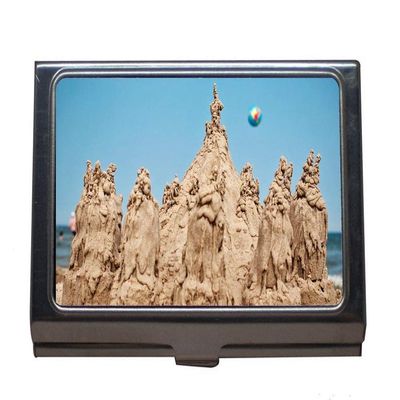 Professional Stainless Steel Business Card Holder, Beach Wedding Bird’s-Eye View, Silver 0117