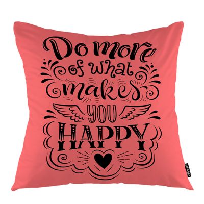 oFloral Decorative Pillow Cover with Motivational Quote, Signboard and Calligraphy Letter, Square, 45.7 x 45.7 cm