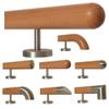 TIBU Beech Wood Stair Handrail, 30–500 cm, with Straight Stainless Steel Brackets view 1