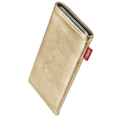fitBAG Groove Gold Phone Pouch for Samsung Galaxy J6 Plus (2018), Genuine Foil Leather with Microfiber Lining