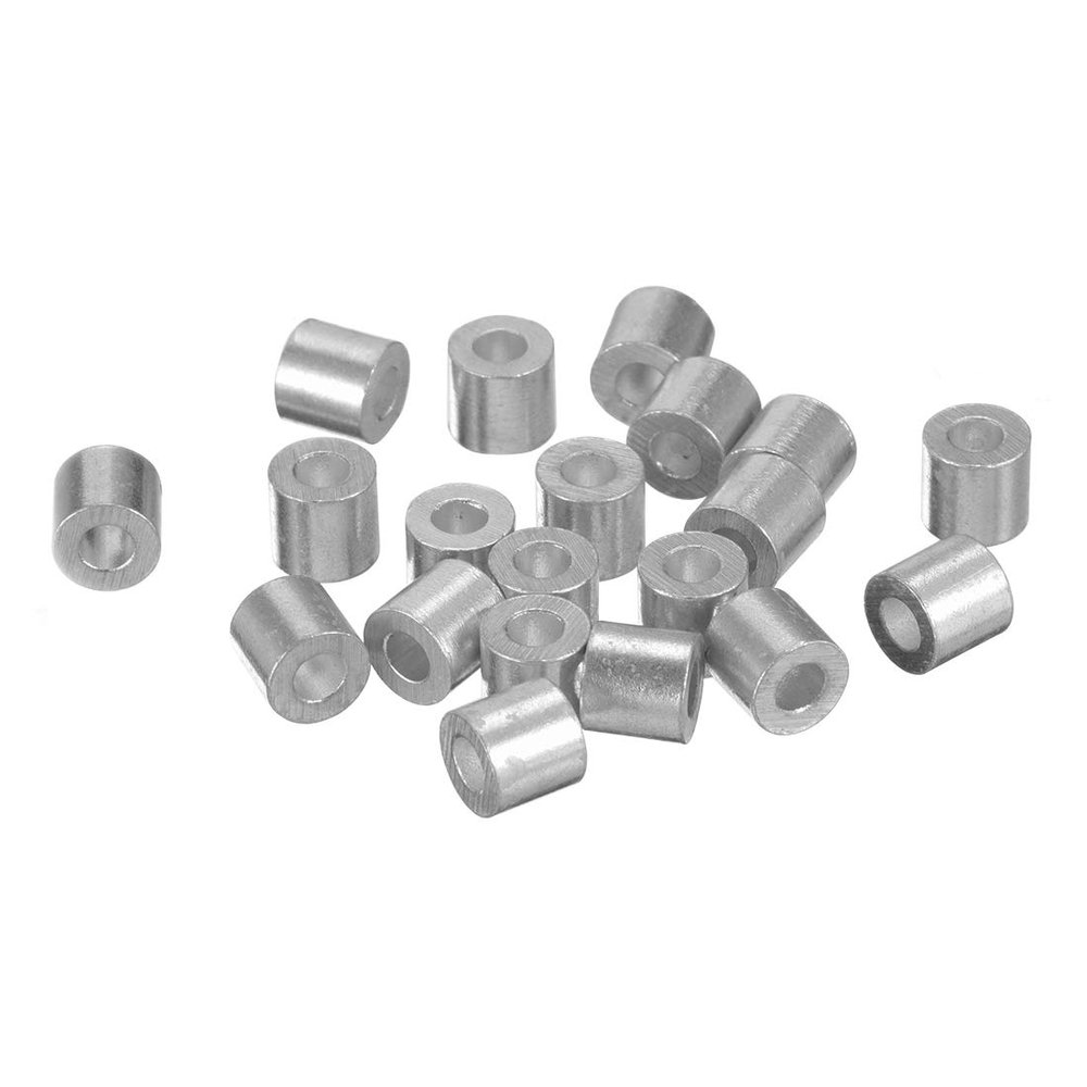 Sourcing Map 20-Pack Aluminum Wire Rope Sleeves, 3.4 mm, Silver-Tone