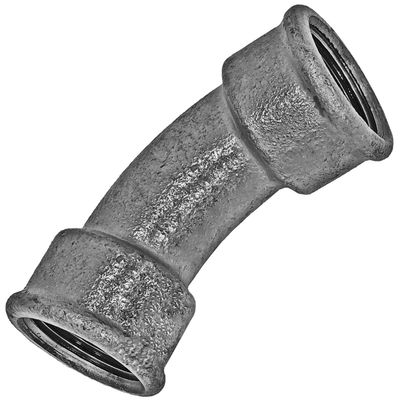 MegaHaustechnik 45° Elbow, 1 1/4 in Female x Female, Galvanized Malleable Cast Iron, No. 41, DN32