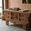 Kinaree Surakarta Teak Sideboard with Hand-Carved Front view 2