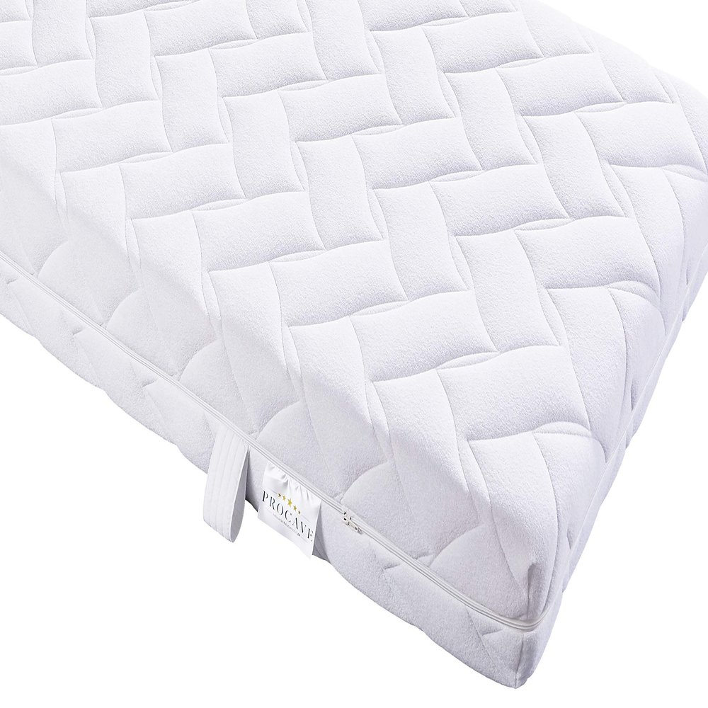 PROCAVE Quilted Terry Mattress Cover with 4-Sided Zipper and 4 Handles, Made in Germany, 200 x 220 cm for 9 cm Mattress Height