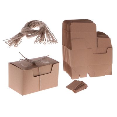 Backbayia 50-Piece Candy Favor Boxes with Tags and Twine, Rustic Kraft Paper