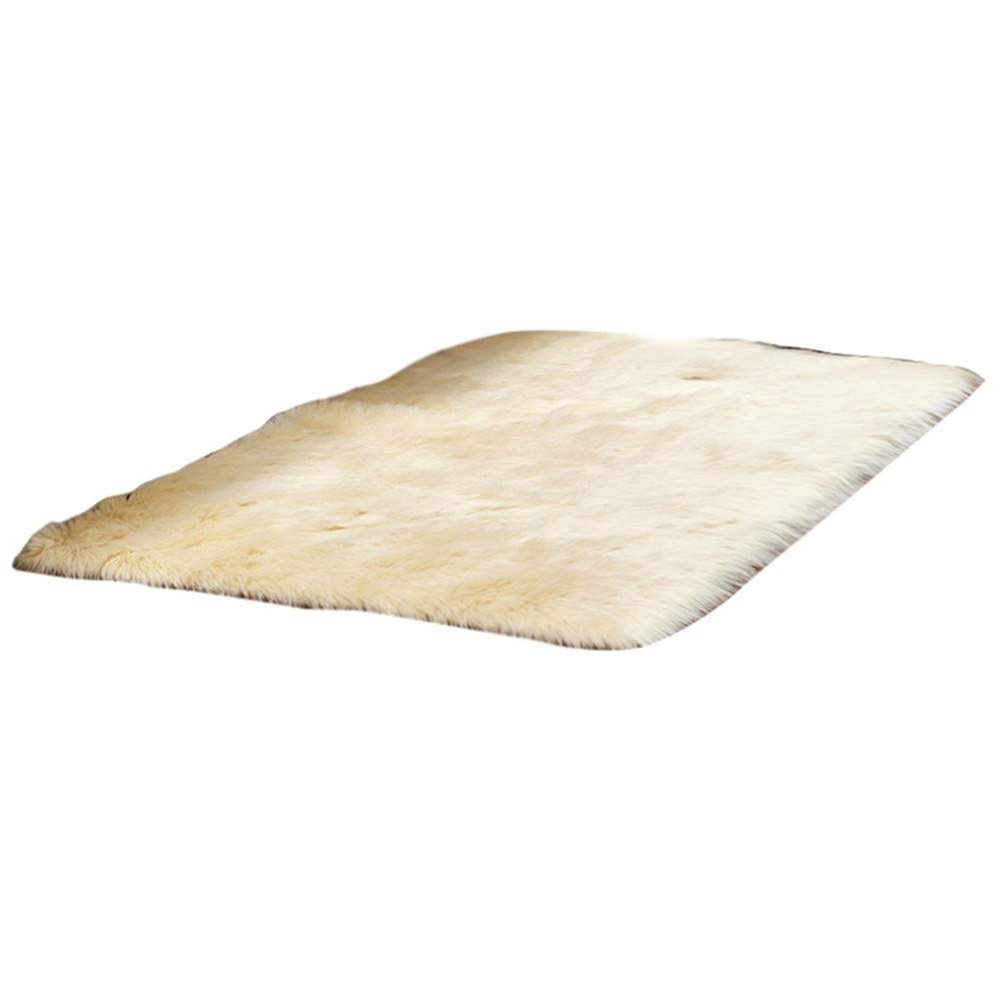 HotYou Faux Sheepskin Rug, Soft Long-Hair Fur Look, Light Yellow, 60 x 120 cm