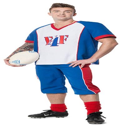 Men's American Football Quarterback Costume, Blue, White and Red