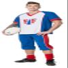 Men's American Football Quarterback Costume, Blue, White and Red view 1