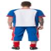 Men's American Football Quarterback Costume, Blue, White and Red view 2