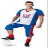 Men's American Football Quarterback Costume, Blue, White and Red view 3