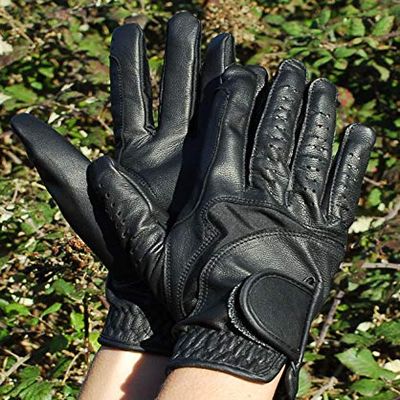 Rhinegold 0 Luxe Leather Riding Gloves, Medium, Black, Children's