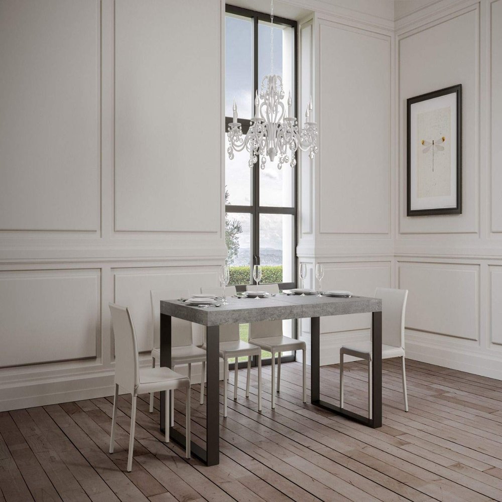 Itamoby Tecno Premium Extendable Table, 180–440 cm, Concrete & Anthracite, 180 × 90 × 77 cm