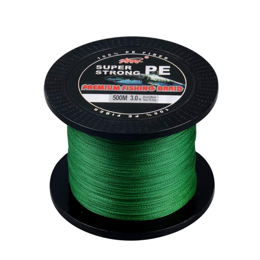 SXSHUN Superpower 4-Strand Braided PE Fishing Line 500 m, Green, 3.0 (0.28 mm/18.2 kg)