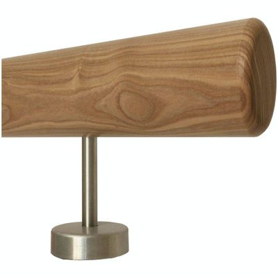 TIBU Ash Wood Handrail, 0.3–6 m, 250 cm Length, Radius-Milled Ends, 4 Straight Brackets