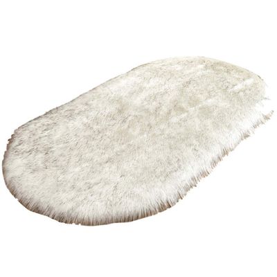 HotYou Faux Sheepskin Rug, Ellipse Faux Fur Decorative Rug, Longhair Wool Imitation, White/Black, 40 x 60 cm