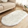 HotYou Faux Sheepskin Rug, Ellipse Faux Fur Decorative Rug, Longhair Wool Imitation, White/Black, 40 x 60 cm view 2