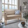 Cavadore Kira 3-Seater Sofa with Spring Core, Folding Armrests, Beige Leather Look view 2