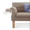 Cavadore Kira 3-Seater Sofa with Spring Core, Folding Armrests, Beige Leather Look view 4