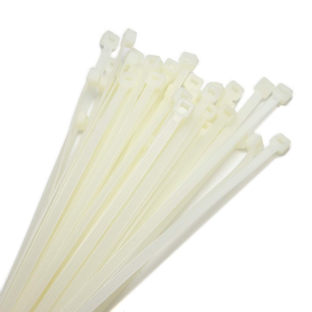 100 Nylon Cable Ties, 12.4 x 530 mm, White, PROTECTOX