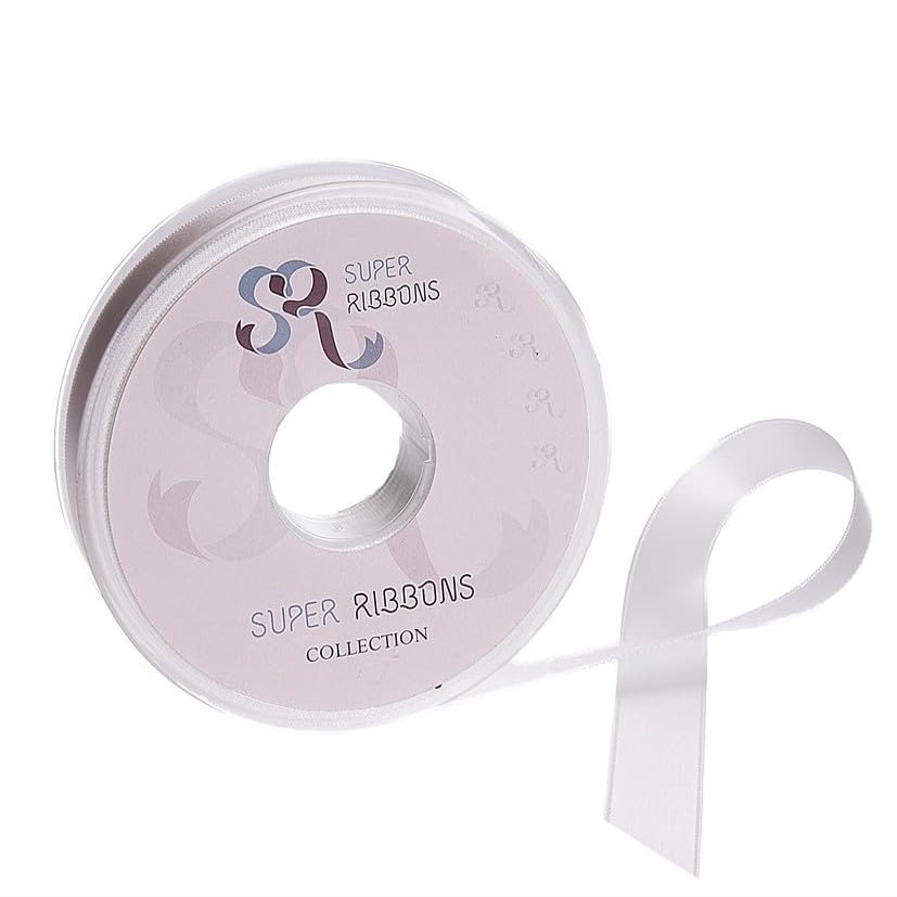 SR Super Ribbons Double-Sided Satin Ribbon, 3 mm x 50 m, Off-White