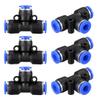 sourcing map 5-Piece Plastic T-Shaped Push-to-Connect Tube Fitting, 6 mm (15/64 in) OD, Blue view 1