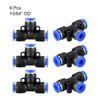 sourcing map 5-Piece Plastic T-Shaped Push-to-Connect Tube Fitting, 6 mm (15/64 in) OD, Blue view 3
